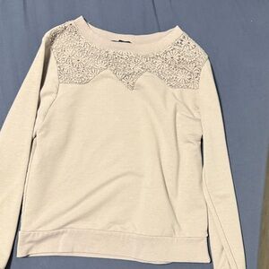Active USA Cream Lace Detail Sweatshirt